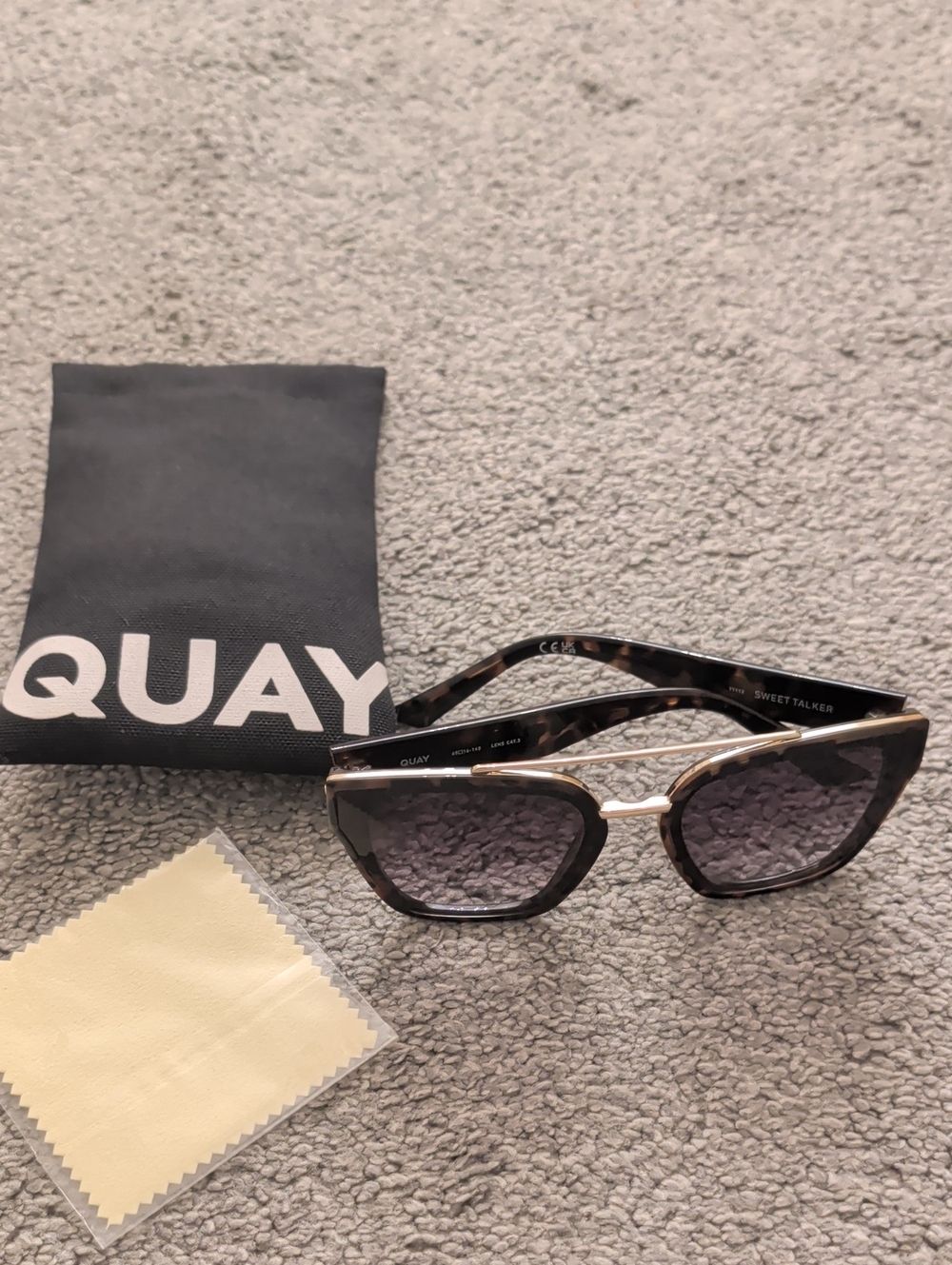 Quay Australia Sweet Talker Tortoiseshell Sunglasses with Gray Lenses